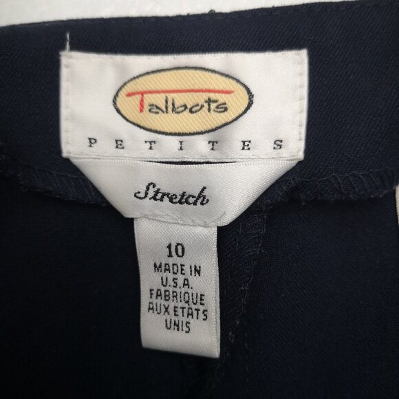 Talbots Petites Stretch Ladies Size 10P Navy Made in USA Size Zipper Pants - Picture 3 of 10